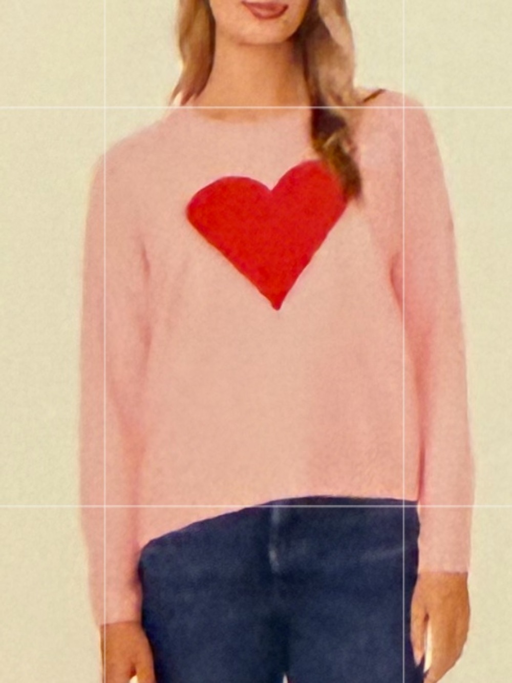 Vince Camuto Pink Crewneck Sweater with Red Heart NWT